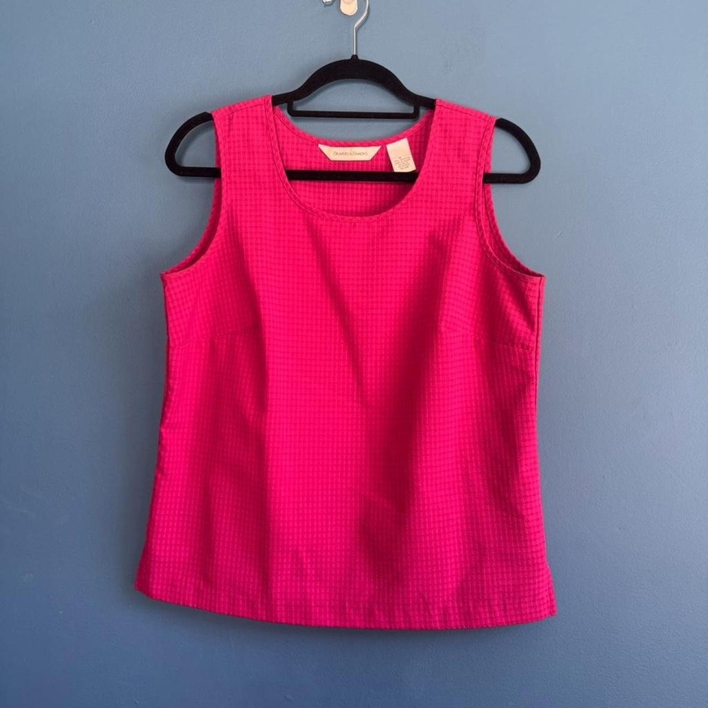 Vintage 90s Gingham Tank Top Women's Size Medium Draper's &‎ Damon's Pink Retro